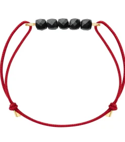 Online Zwarte Spinel armband op 14k gold-filled gouden draad en rode koord DAMES Armbanden