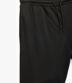 Heren Koton Zwarte Sportkorte Broek Normale Taille Met Zakdetail