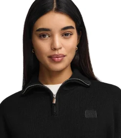 Online Zwarte trui van katoen met een halve rits DAMES Truien & Cardigans