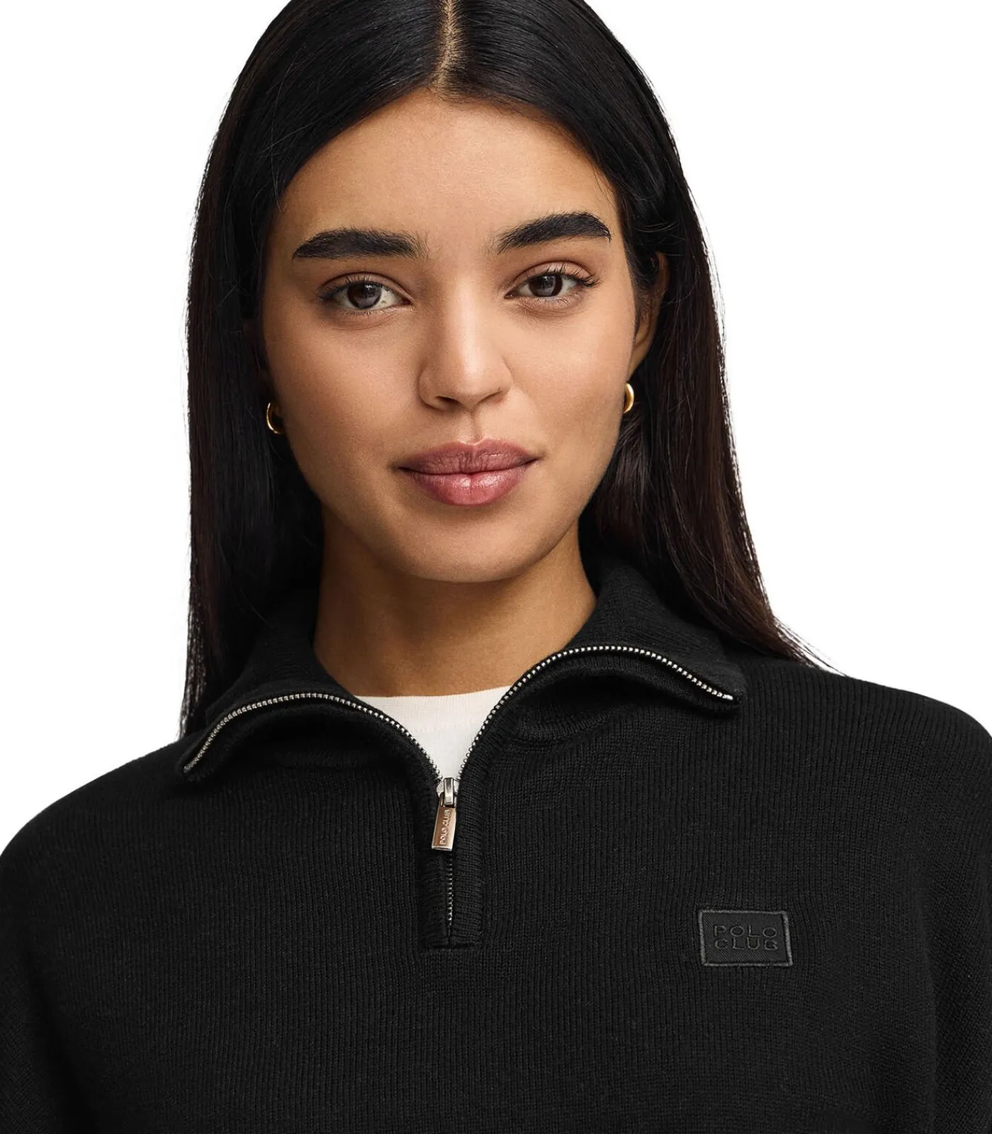 Online Zwarte trui van katoen met een halve rits DAMES Truien & Cardigans