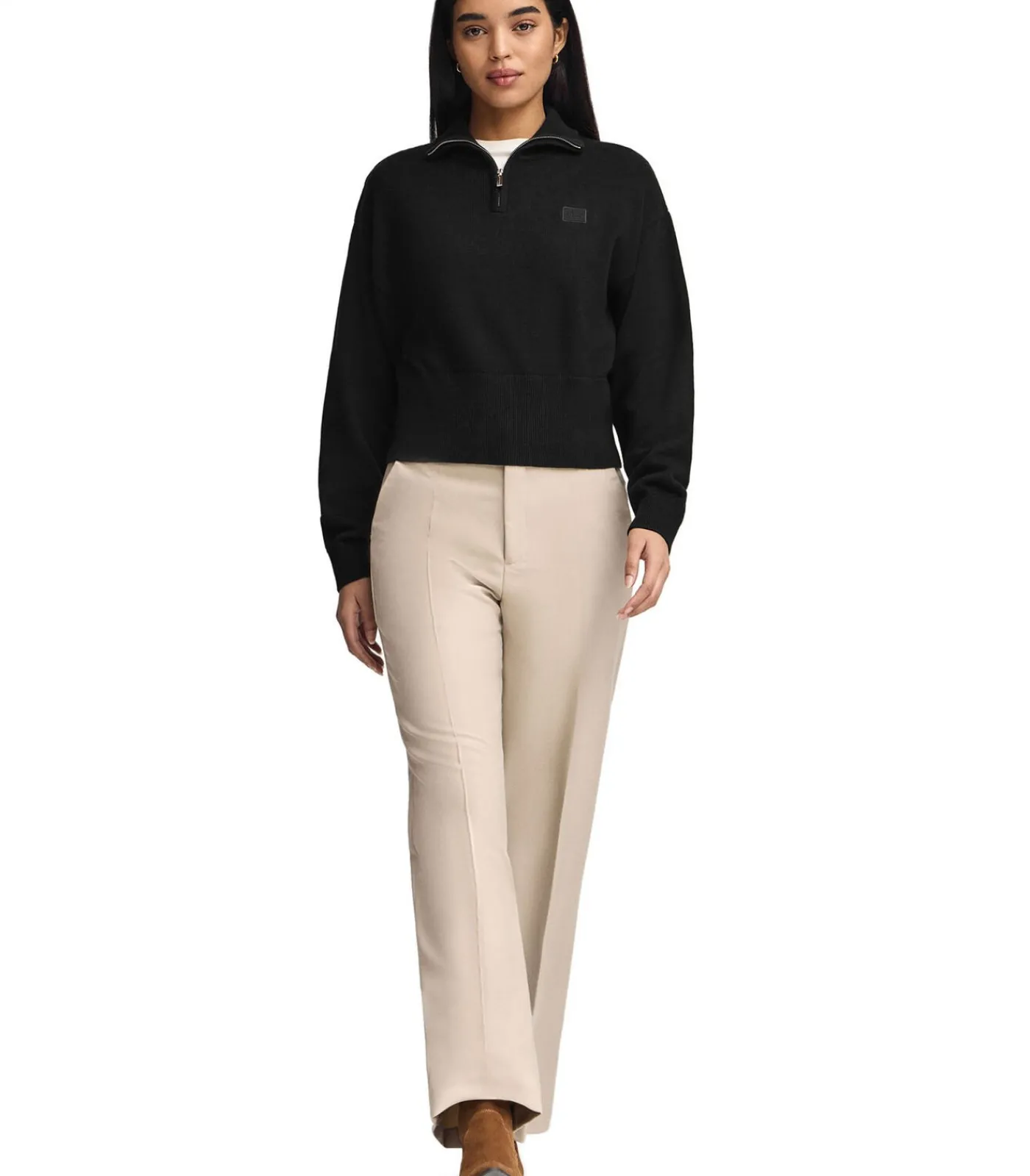 Online Zwarte trui van katoen met een halve rits DAMES Truien & Cardigans
